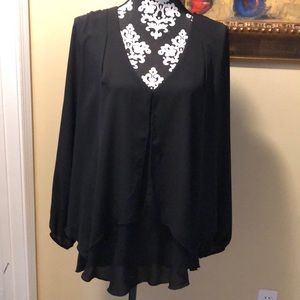 Kay by Kay Celine Split Layered long sleeved lightweight chiffon blouse